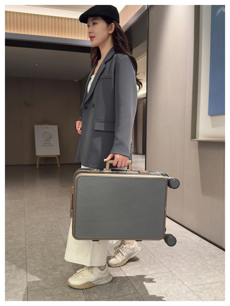 Sturdy Aluminium Frame Suitcase 28 inch Large Size Drop-resistant Trolley Case Business Suitcase 20 inch Boarding Box TSA lock