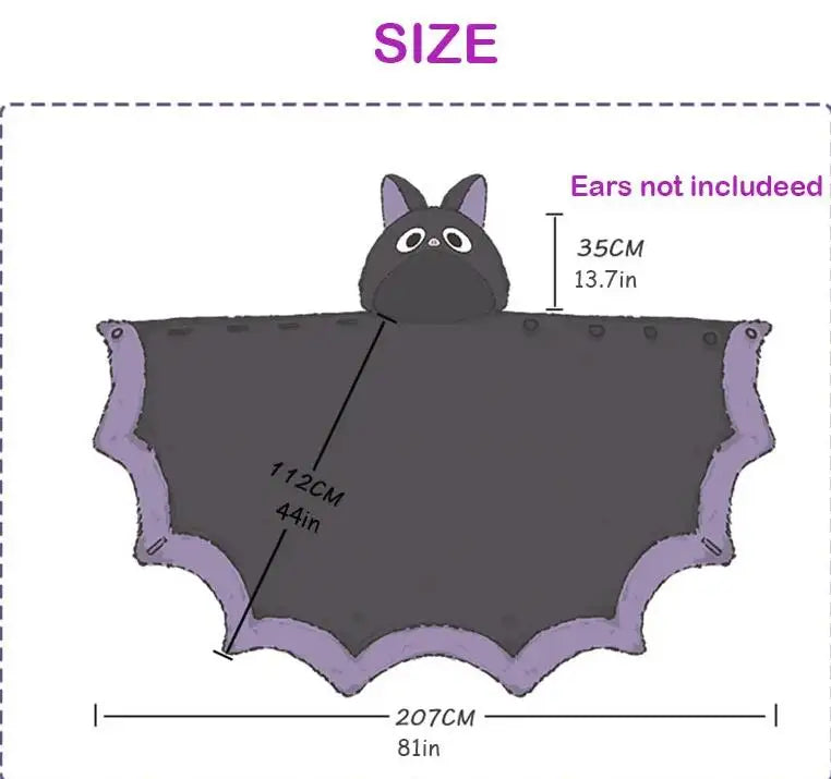 Kawaii Cartoon Bat Y2k Cute Blanket Plush Pajamas Anime Cosplay Cape Costume Halloween Theme Party Women's Hooded Cape 2025 New