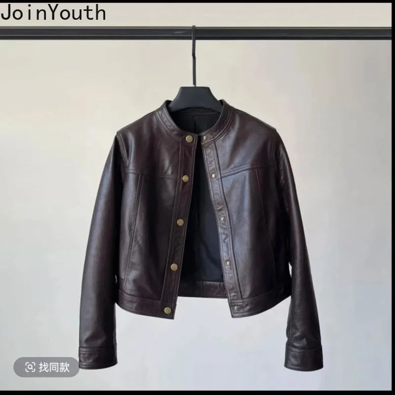 Leather Jacket Women Clothing Stand Neck Zipper Crop Tops 2026 Ropa Mujer Streetwear Casual Chic PU Coats Chaquetas Para Mujer