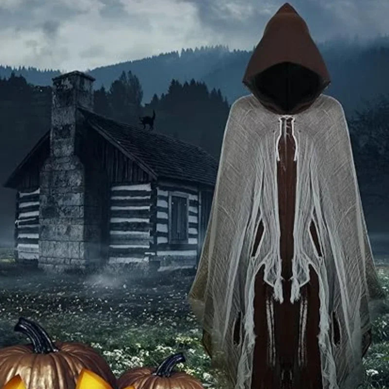1/2/3PCS Halloween Scary Cloak Cape Costume Skull Zombie Prop for Adults Kid Cosplay Party Haunted House Outdoor Horror Supplies
