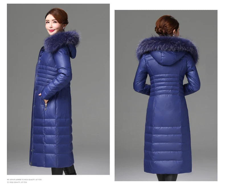 Shengyu Boya Middle-Aged and Elderly Women's Over-The-Knee Long down Jacket, Thickened Slim-Fit Coat for Mothers, New Style