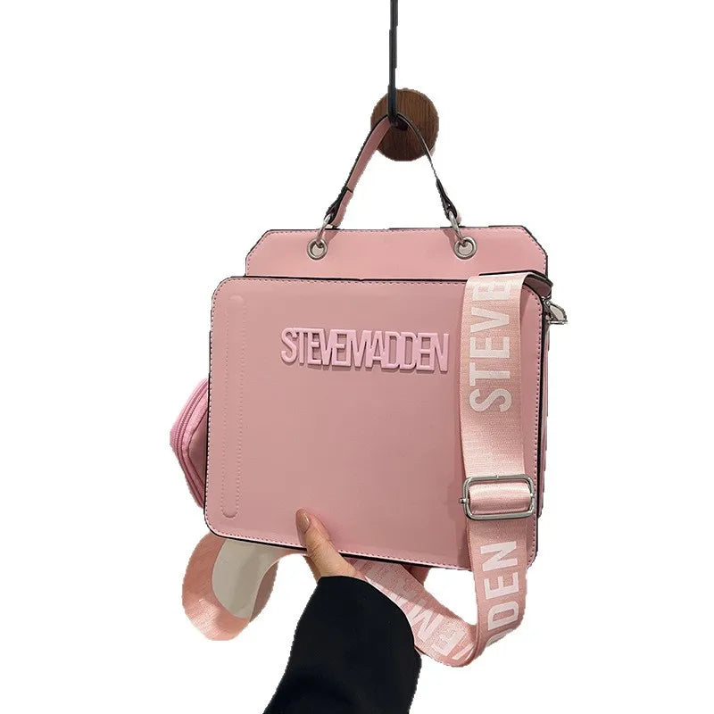 Trendy Commuter Women's Shoulder Bag Fashionable Letter Print Simple Urban Style PU Material Medium Size Zipper Opening Cross...