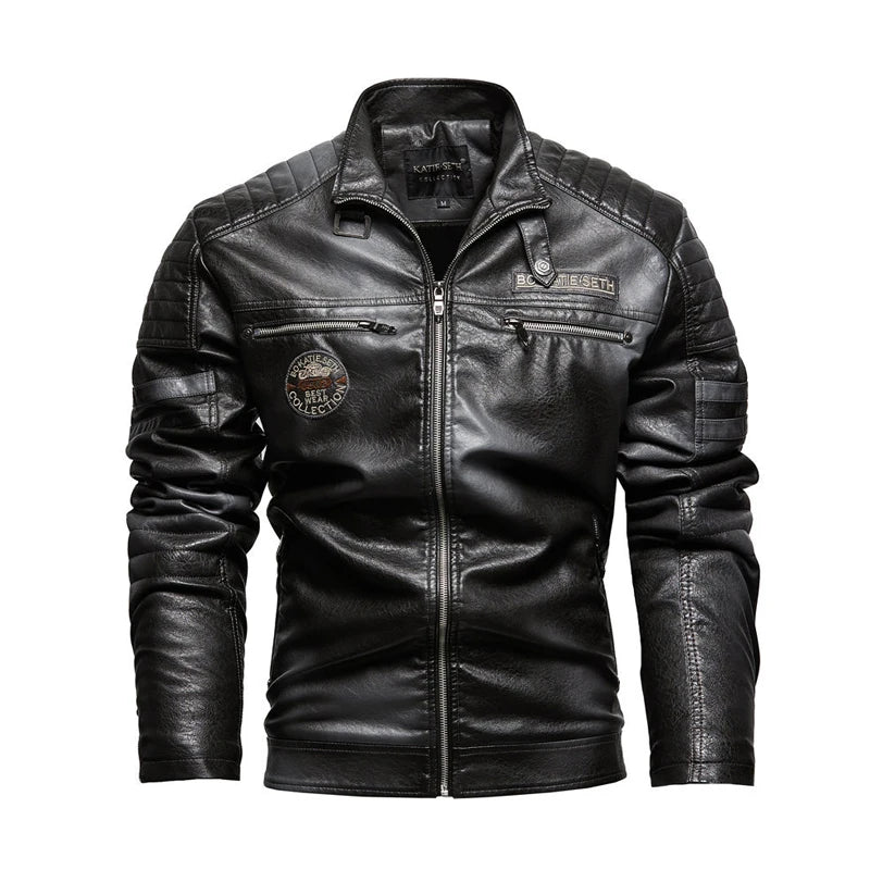 Autumn Winter Men's PU Leather Jackets Fashion Men Retro Zipper Biker Leather Coats Men Fleece Lined Warm Windbreaker Jacket 7XL