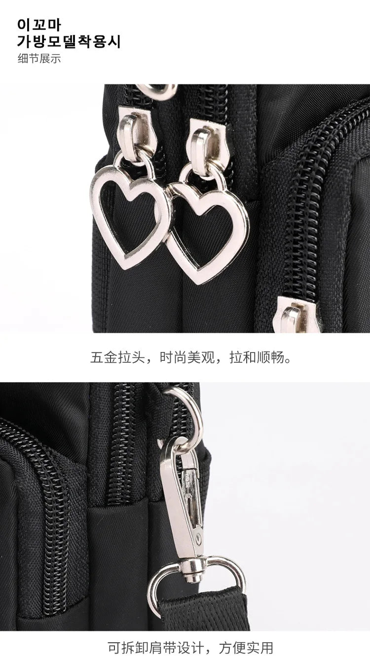Waterproof Nylon Mobile Phone Versatile Mini Bag Purses Women's Shoulder Cross Body Messenger Bag