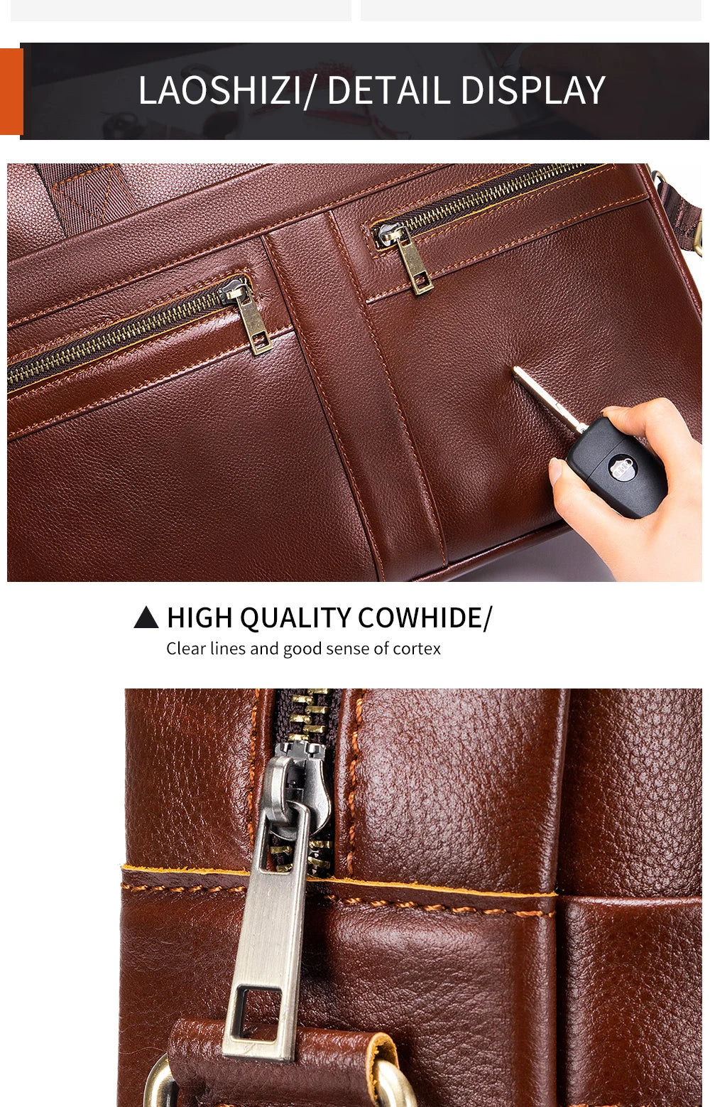 Hot Selling Men's Bags, Leather Handbags, Men's Top Layer Cowhide Briefcase, 15 Inch Computer File Bag