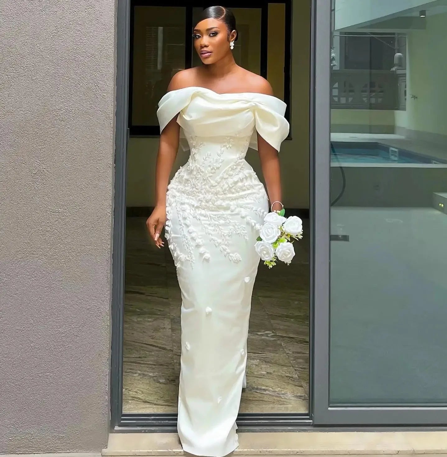 New Black Women Wedding Dress 2026 Off The Pleat Lace Applique Back Bow Satin Bride Formal Gowns Vestidos De Novias