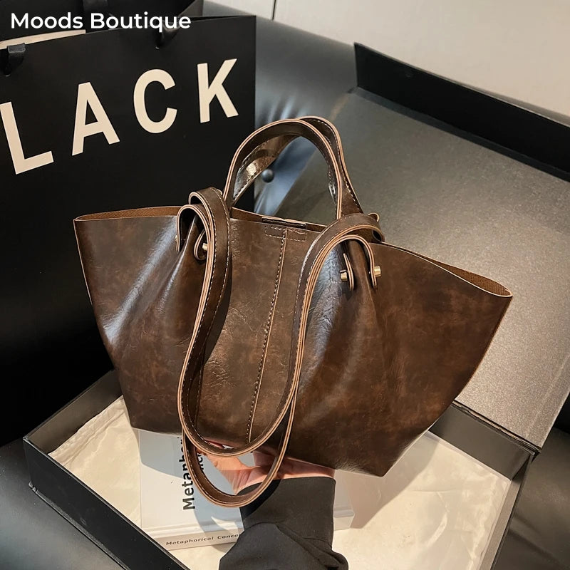 Transformable Shoulder Tote Bags For Women 2025 Latest Luxury Designer Handbags Soft PU Leather Large Capacity Shopper Tote Bag