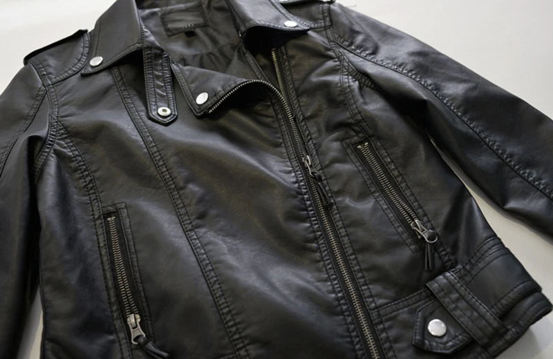 Black Faux Leather Jacket Women Y2K Retro Moto Biker Windproof Pu Leather Jackets Korean Street Cropped Outerwear Woman Clothes
