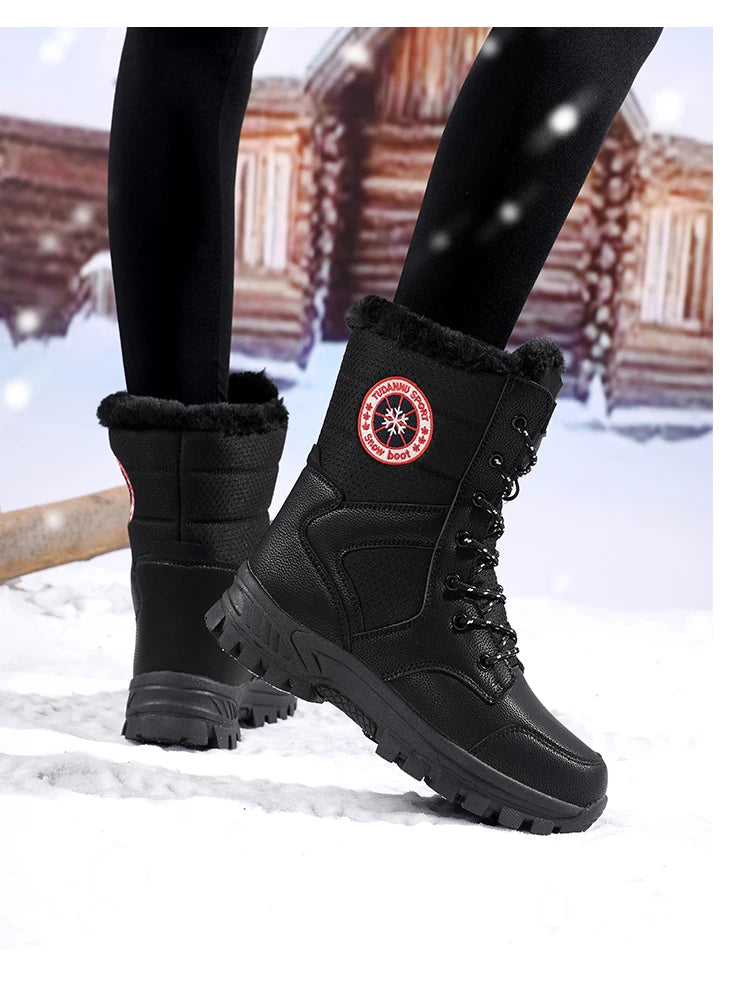 2025 new winter warm plush lined snow boots women's outdoor waterproof and non-slip plush cotton boots comfortable platform shoe