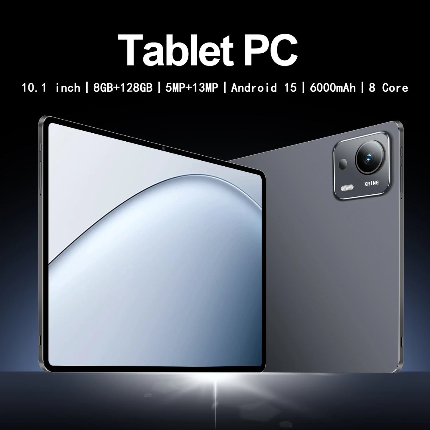 2026 Upgraded 10.1" Android 15 Tablet, Octa-Core 8GB+128GB, WiFi 6, 1280*800 IPS Screen, 5MP+13MP Dual Cameras, 6000mAh Battery