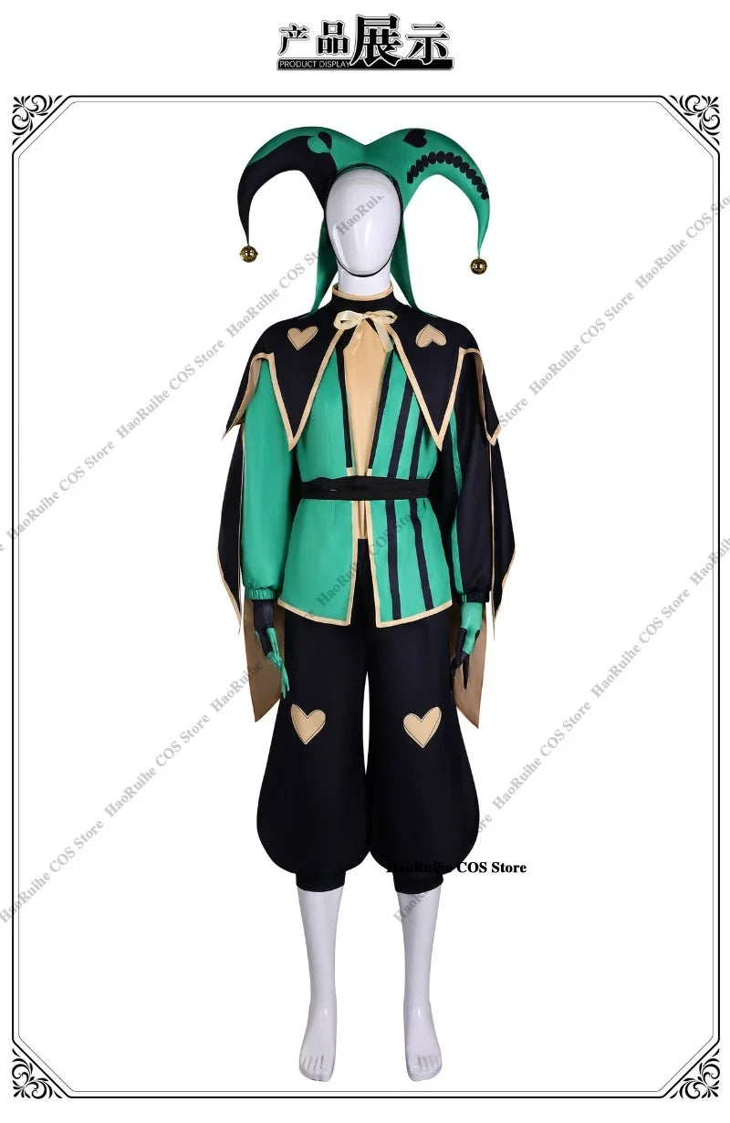 Hot The Freak Circus Pierrot Jester Harlequin Cosplay Costume Adult Clown Top Pant Wigs Joker Uniform Halloween Costume Carnival