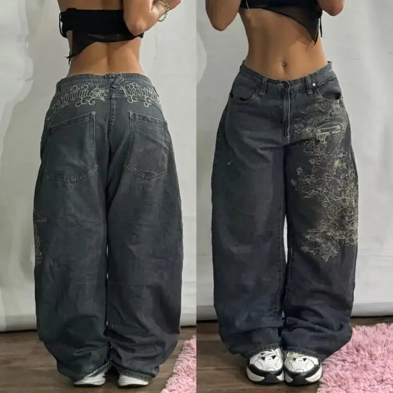 Fashion New Multi Pocket Washed Baggy Jeans Men And Women Low Waist Straight Leg Drawstring Closure High Elasticity Korean Style