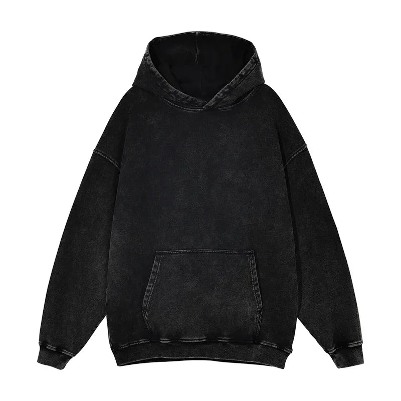 2024 Autumn Winter Men 420gsm Hoodies Streetwears High Street Heavy Weight Washed Cotton Sweatshirts Brand Tracksuit