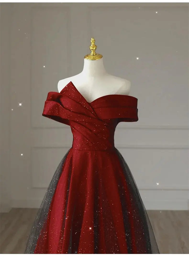 Toasting Dress Bridal Evening Dresses 2026 New Red Wedding Dress High-End Off-shoulder Wedding French Engagement Dress for Women