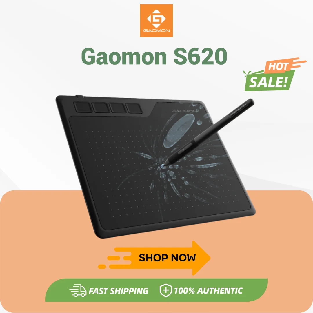 Gaomon S620 Digital Tablet 6.5x4 Inch Portable Thin Graphics Tablets for Drawing Playing OSU, Easy Android Phone Connection