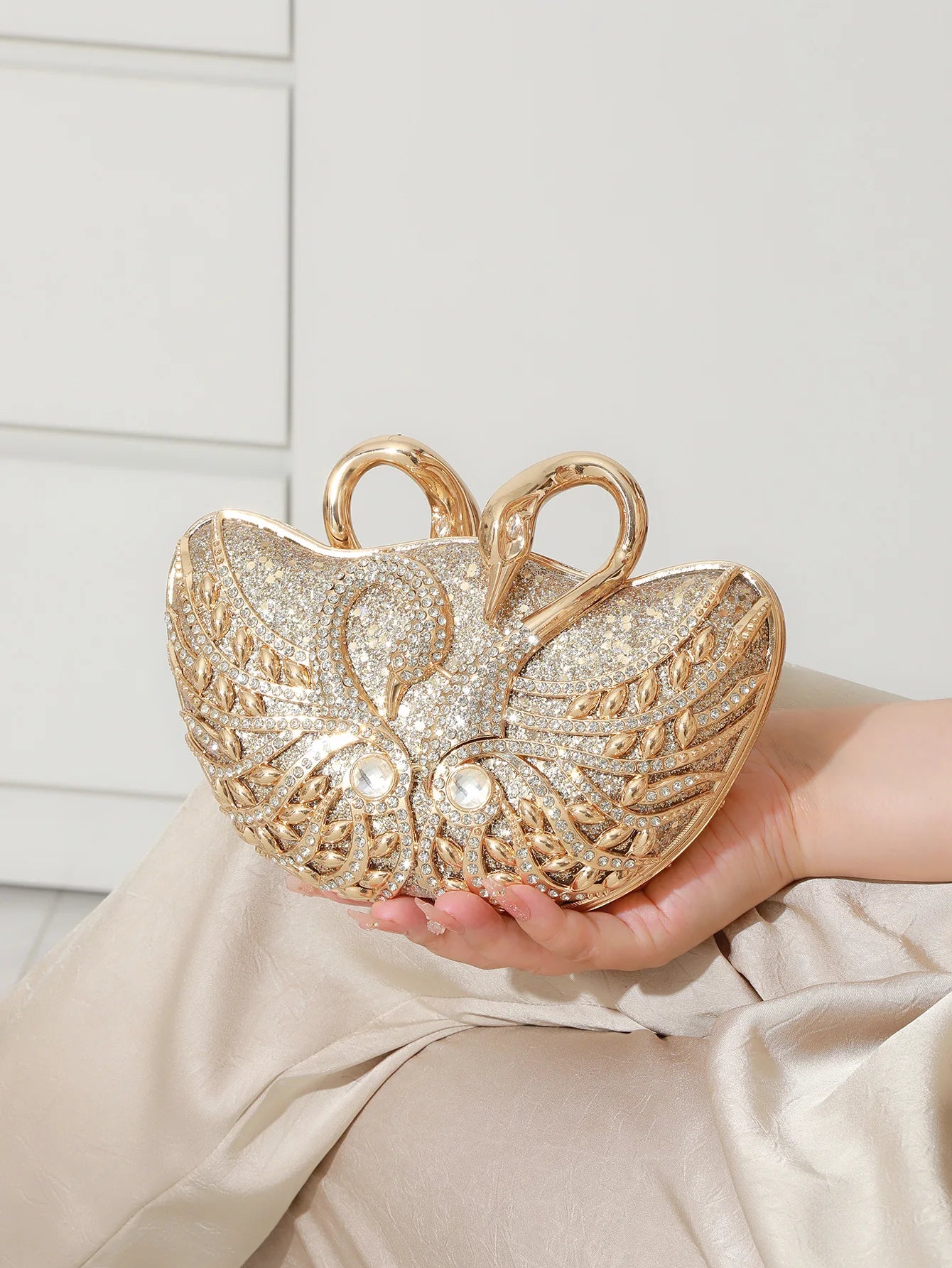 XIYUAN Swan Rhinestone Evening Clutch Bags For Wedding Party Metal Novelty Purses And Handbags Luxury Designer High Quality