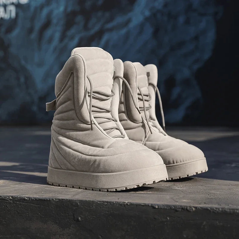 Winter Chukka Boots for Men Waterproof Snow Boots Warm Outdoor Boots Non Slip Durable Thick Sole Fashion Hiking Long Boots