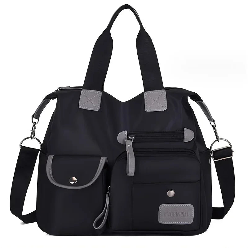 Women Tote Bag With Multi Pockets, Large Capacity Shoulder Bag, Lightweight Nylon Crossbody Bag For Travel