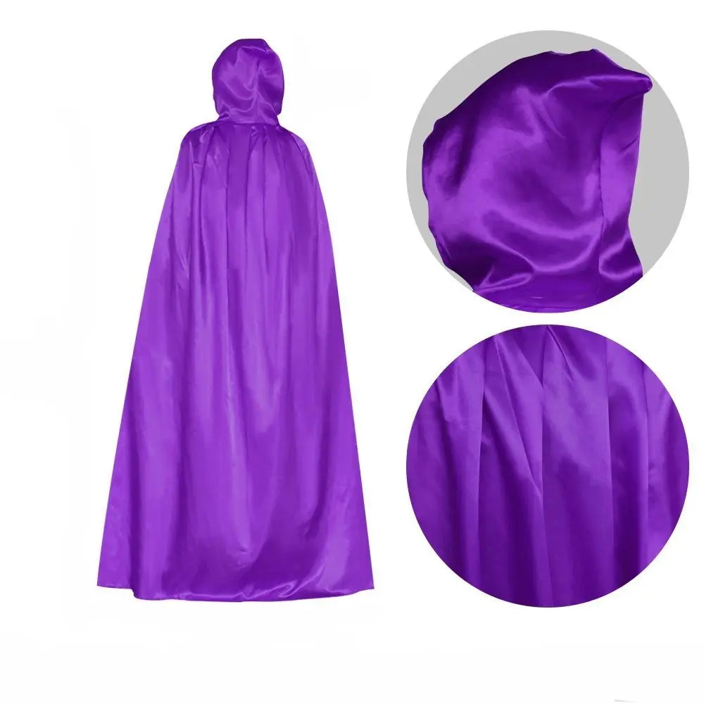 Fashion Solid Color Halloween Cloak with Big Hat Classic Grim Reaper Cloak Dress Up Hooded Cape Witch's Cloak Halloween Party