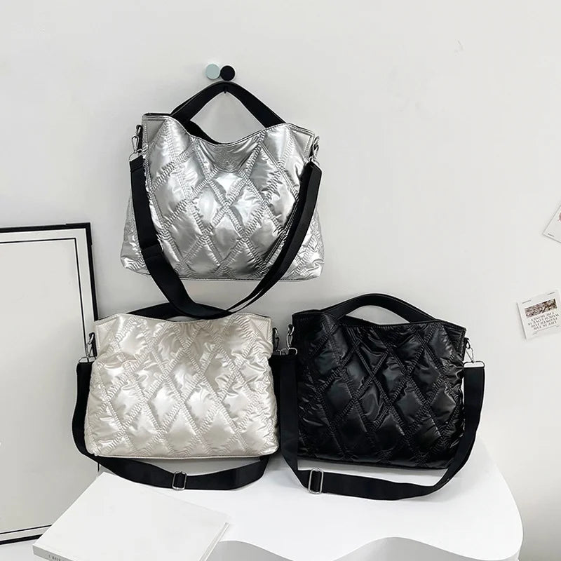 Simple Versatile Diamond Large Capacity Retro Handbag Women's Casual Soft Handle Crossbody Shoulder Bags
