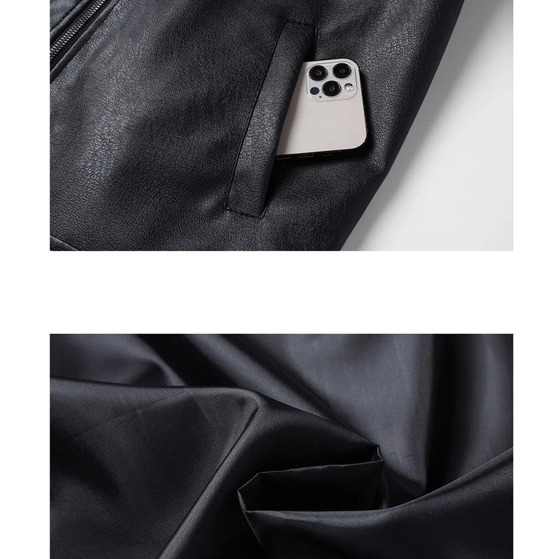 New Classic Motorcycle Men's Leather Jacket PU Leather Coat Men Windbreak Biker Leather Jacket Men Autumn Winter Outerwear 3XL