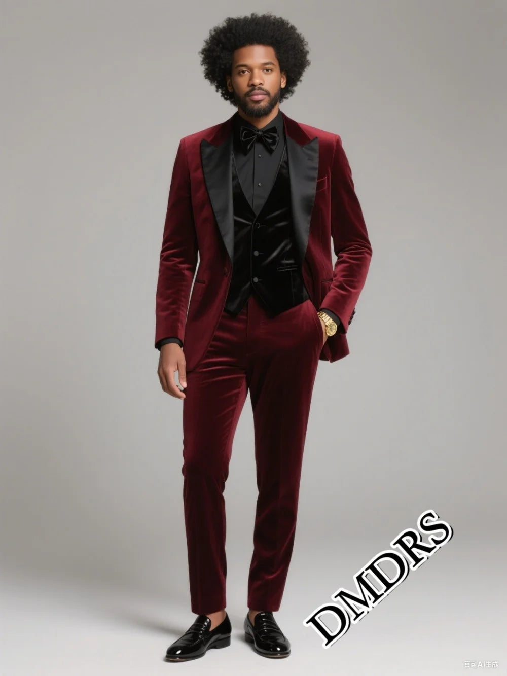 High-Quality Burgundy Velvet Men's Suit Set For Wedding & Stylish Business 3PCS Classic Men's Suit Set (Jacket, Vest, Pants)