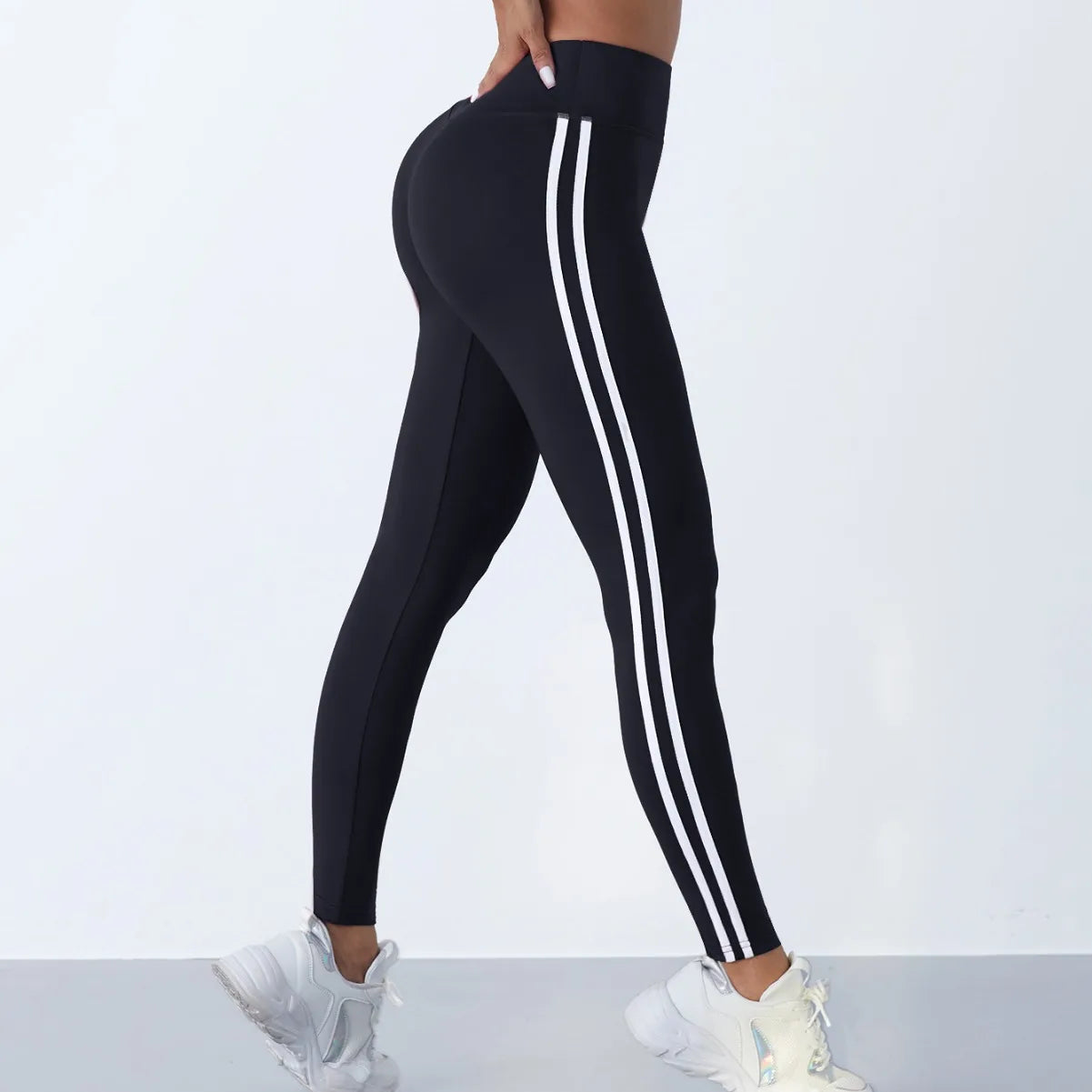 Yoga Leggings Women Striped Slim Sports Pants High Waist Hip Liftting Casual Tight Workout Running Stretchy Athletic Gym Legging