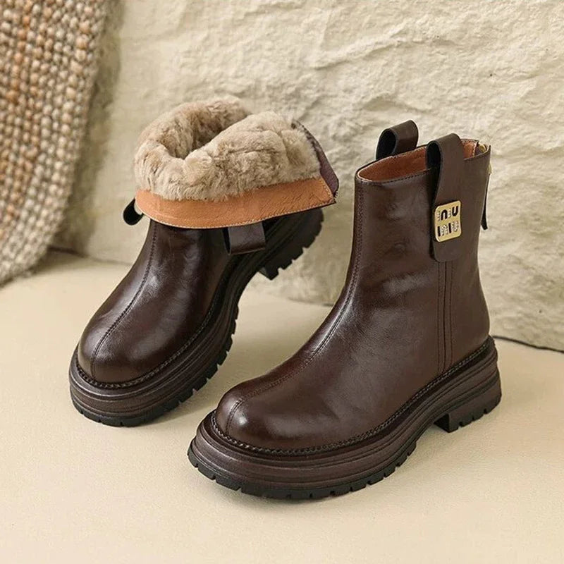 Women Winter Fleece Lined Snow Boots Non Slip Warm Short Boots for Cold Weather