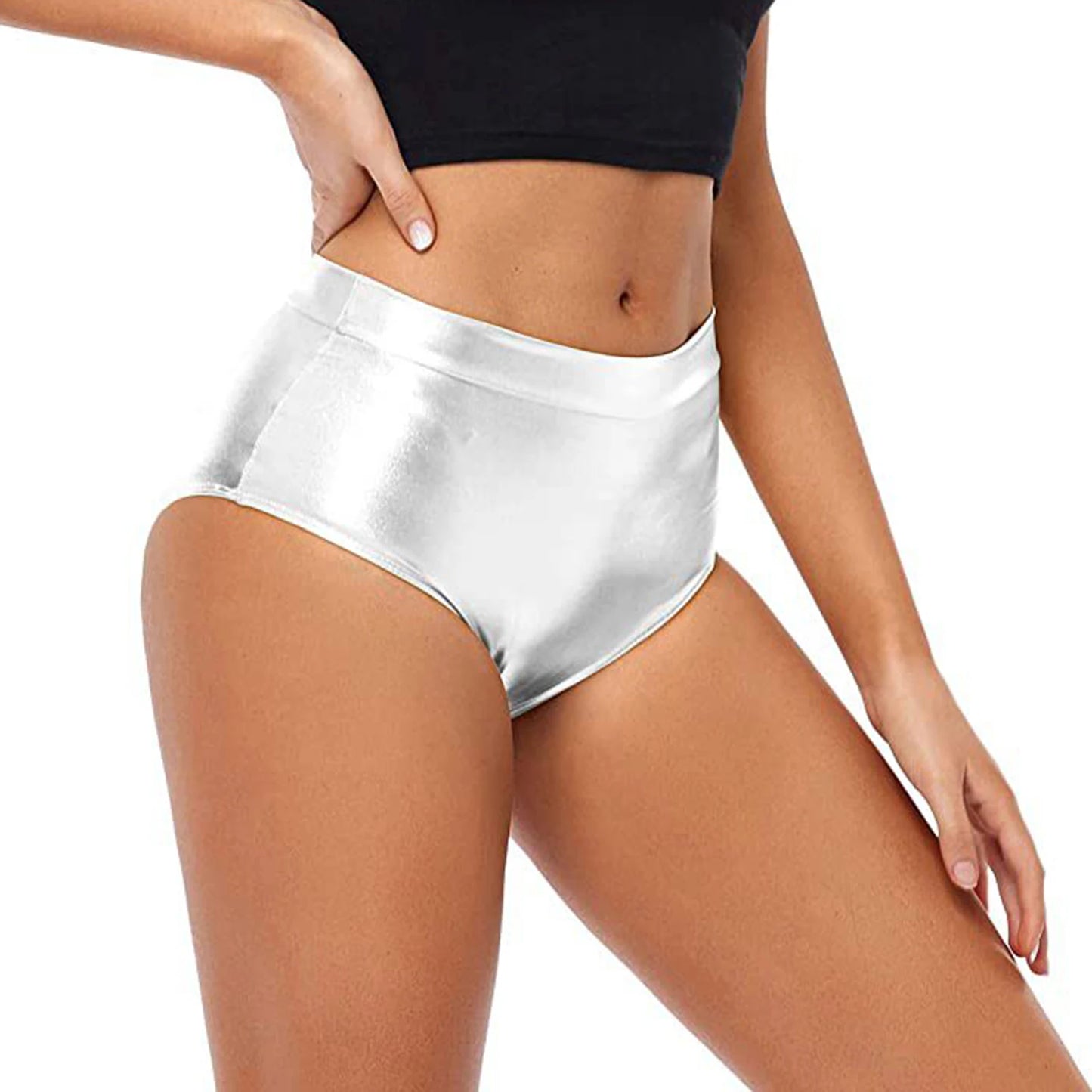 Women Metallic Booty Shorts Boxer Briefs Shiny Panties Hot Pants Clubwear Party Costume Music Festival Rave Pole Dancing Bottoms
