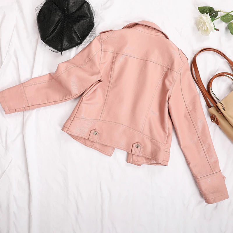 Black Faux Leather Jacket Women Y2K Retro Moto Biker Windproof Pu Leather Jackets Korean Street Cropped Outerwear Woman Clothes