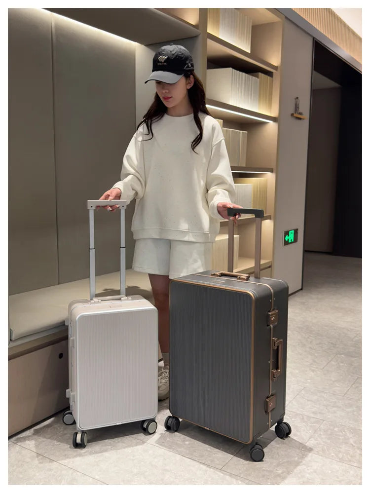 Sturdy Aluminium Frame Suitcase 28 inch Large Size Drop-resistant Trolley Case Business Suitcase 20 inch Boarding Box TSA lock