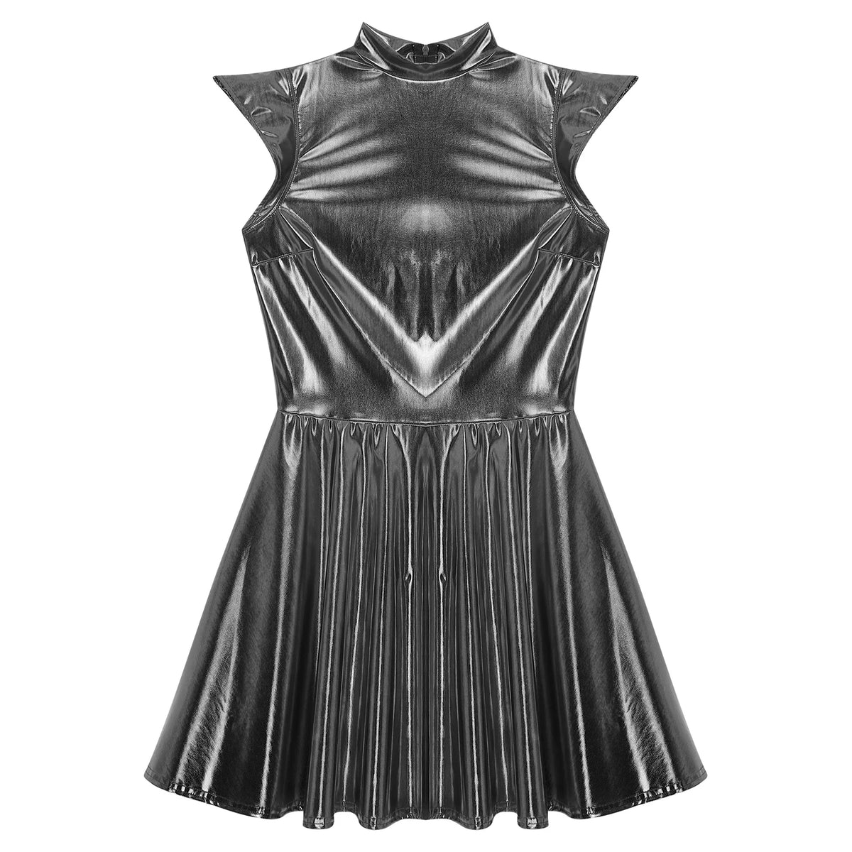 Womens Astronaut Alien Outer Space Alien Robot Cosplay Dress Halloween Cutie Costume Sequin Metallic Shiny A-line Mini Dresses