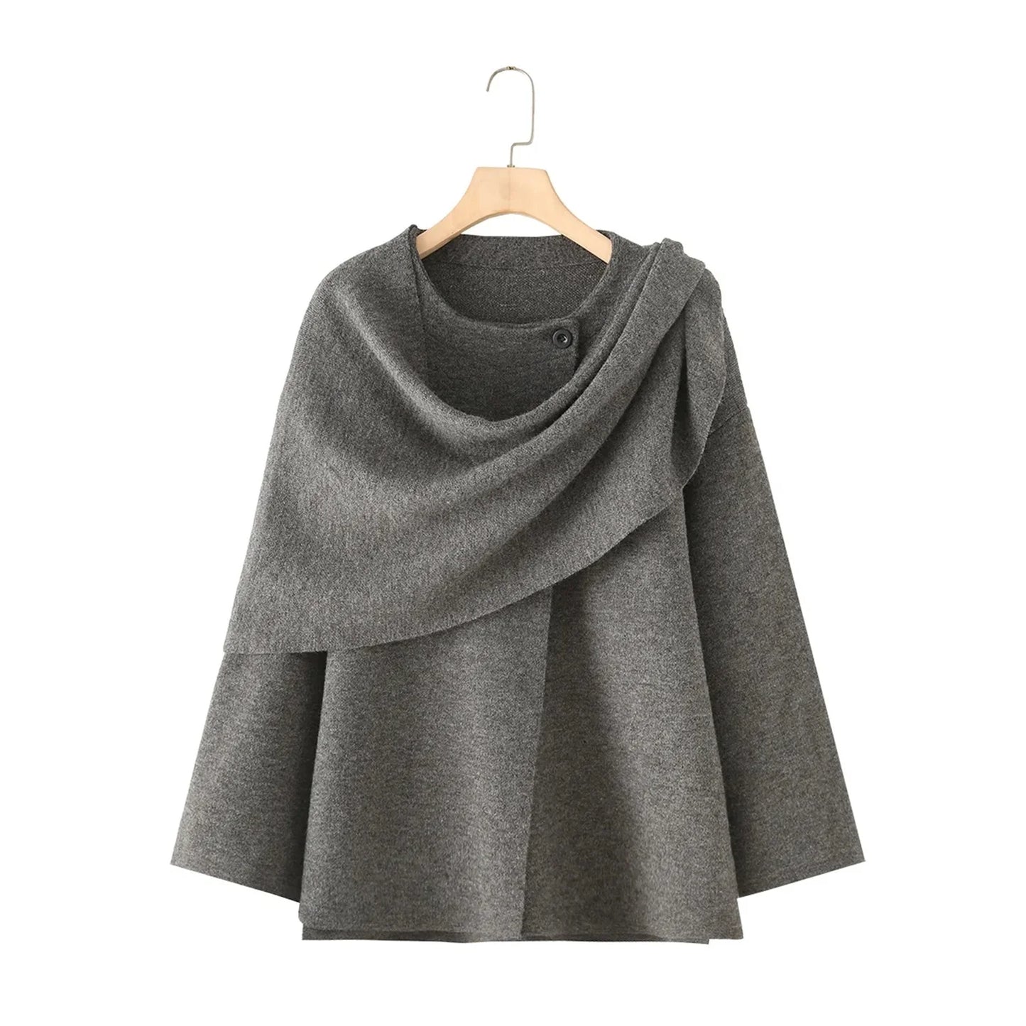 Faionable Asymmetric Scarf Collar ort Knitted Top Coat Women's Design Sense 275600 275607 Commute Sle Loose Fit Long ...