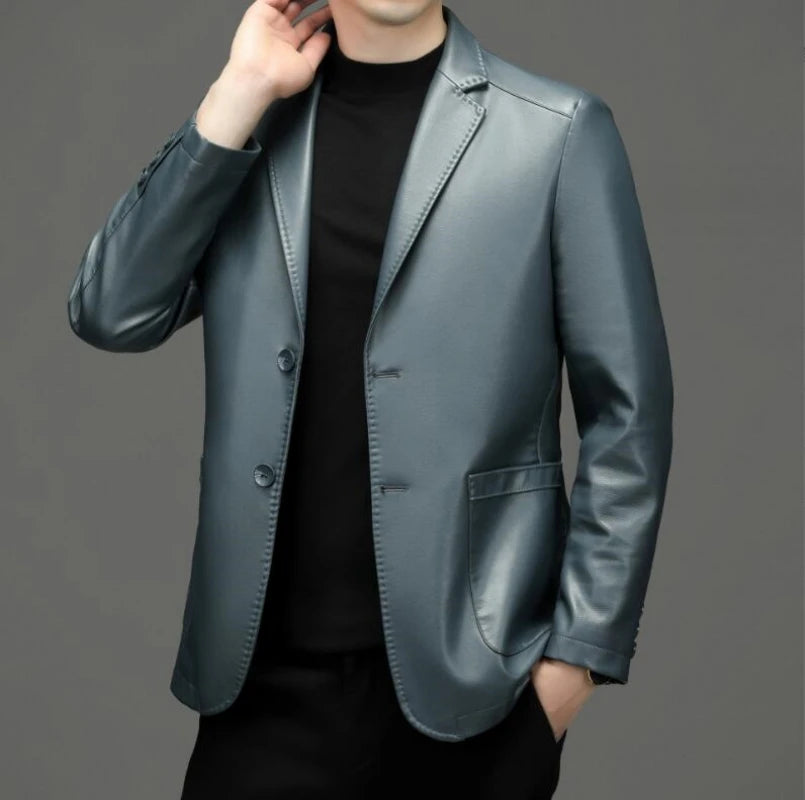High Quality Genuine Leather Men's Suit Leather Coat Autumn and Winter New Sheep Skin Casual Small Suit Coat Men Leather Jacket