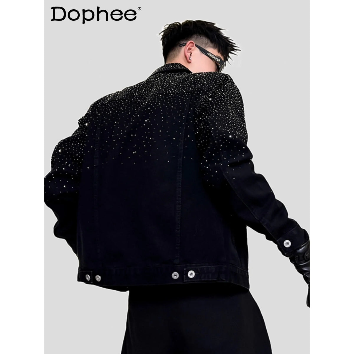 Fashion Denim Jacket High-End Handsome Shiny Rhinestone Light Luxury Trendy Men's Jacket Long Sleeve Single-Breasted Jackets