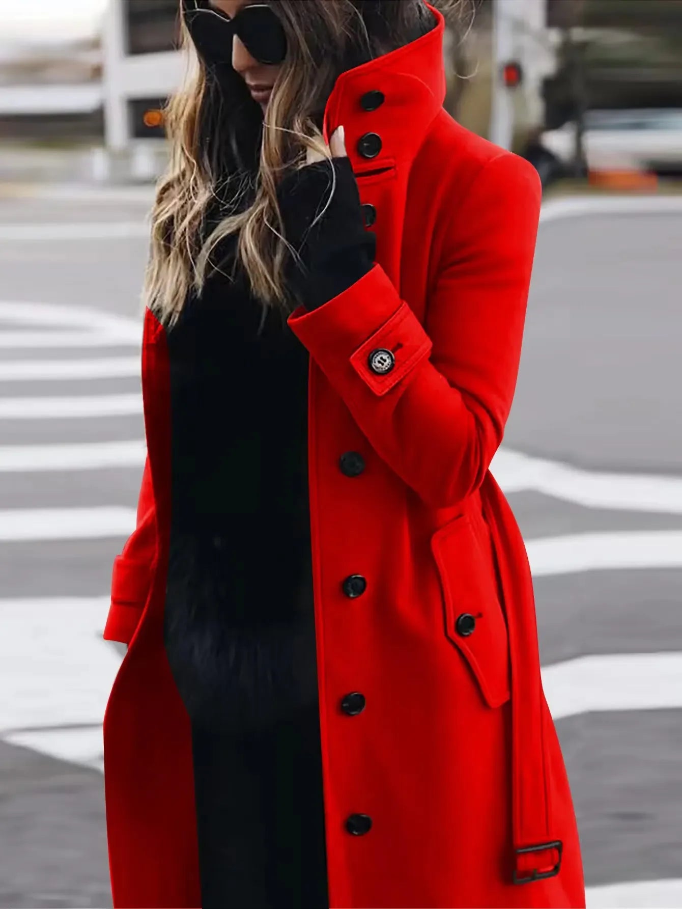 Women Autumn Winter  Wool Coat Blends Overcoat Solid Color Button Turtleneck Long Sleeve Casual Fashion  Winter Coat Regular