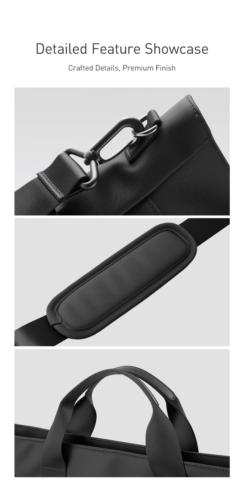 MARK RYDEN "Smooth Brief" Laptop Tote Bag Water Resistant Oxford Dual Side Pocket Business Handbag With Detachable Strap