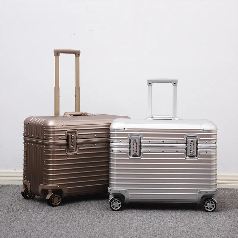 All Aluminium Magnesium Alloy Captain's Luggage Top Flap Camera Case 18/20‘’ Cabin Suitcase 22/24‘’ Trolley Case