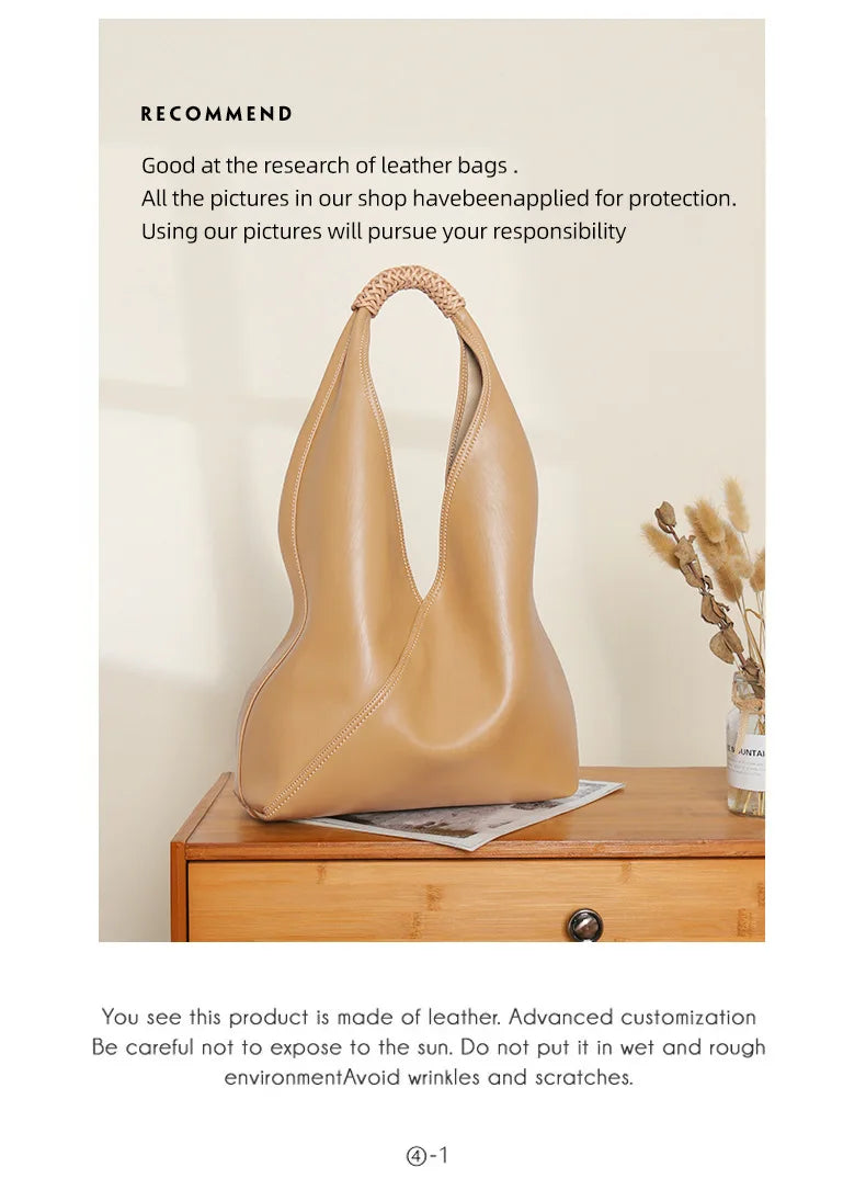 YANATARI Female Genuine Leather Bag Large Capacity Handbags Shoulder Bag Big Tote Bags for Women Shopping Bag Large Luxury Bag