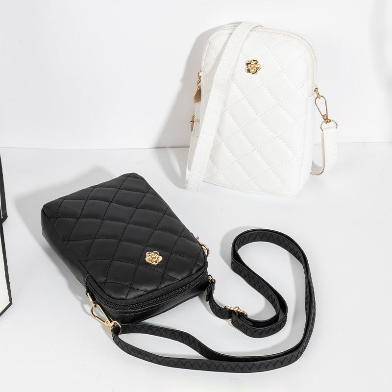 Embroidery Mobile Phone Bags Women Fashion Shoulder Bag Female Mini Crossbody Messenger Bags PU Leather Clutch Wallet Pouch
