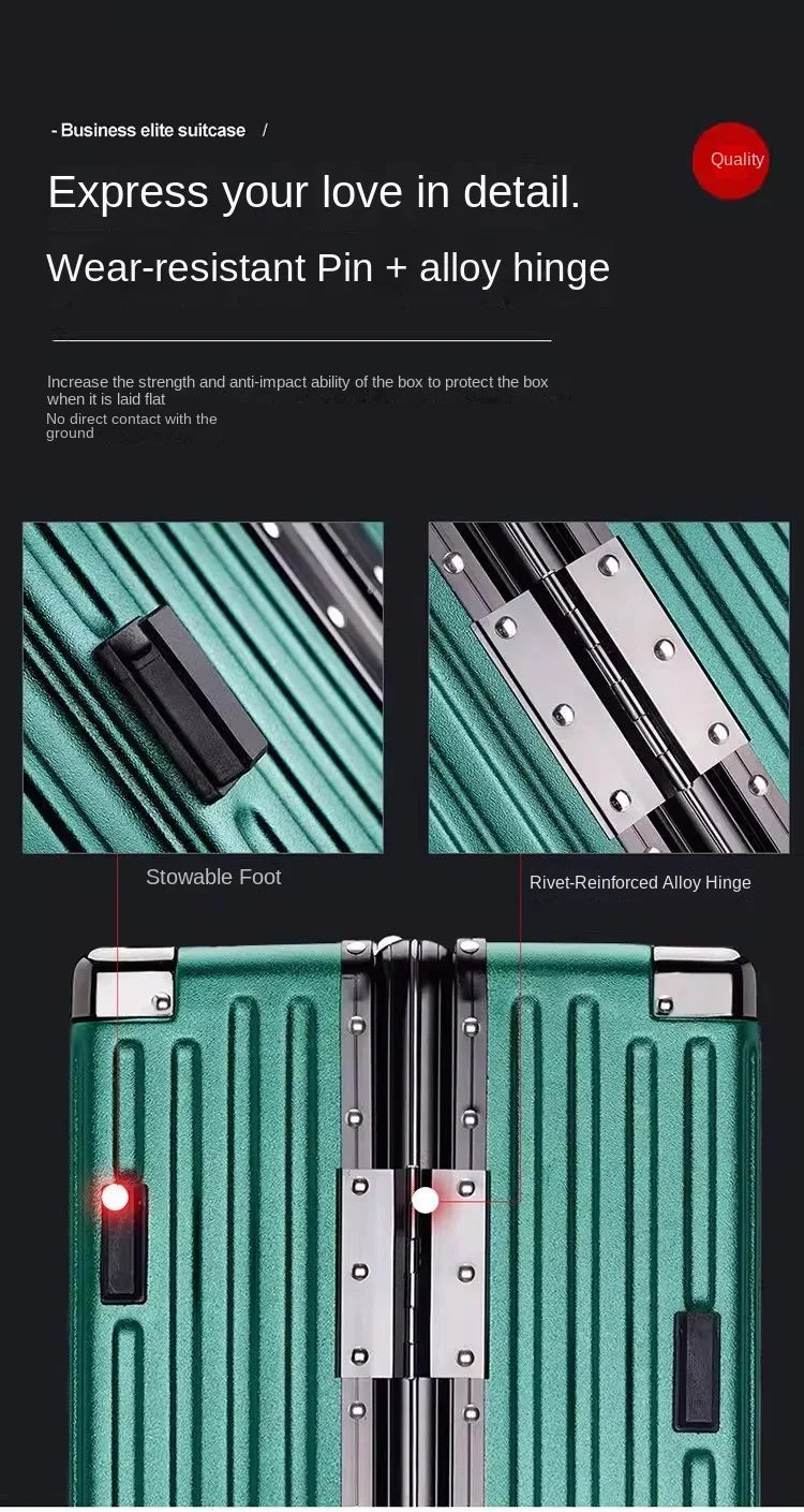 Aluminium Frame Suitcase Large-capacity Trolley Case Strong and Durable Password Cabin Bag Thickened PC suitcase 20/22/24/26/28