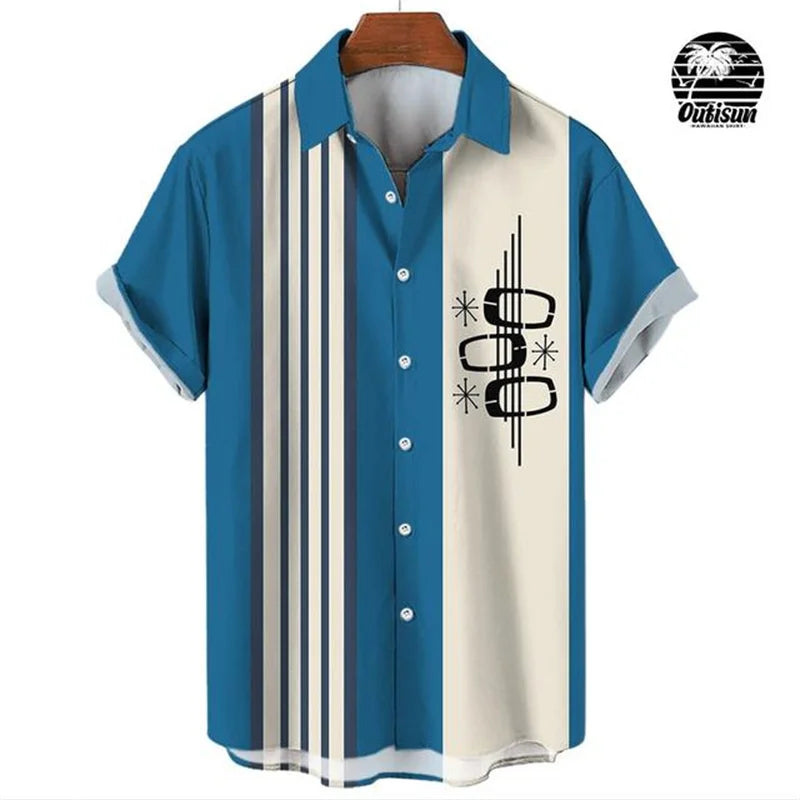 Men Stripe Elegant Blouse Color Printing Idols Clothes Robe Soccer Short Sleeve Casual Social Cufflinks Oversized Fashion Shirts