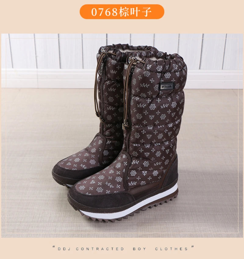 Large-Size Cotton Shoes For Winter Outdoor Thick Warm Cotton Shoes High-Top Snow Boots Winter Wild Plus Velvet Cotton Boots