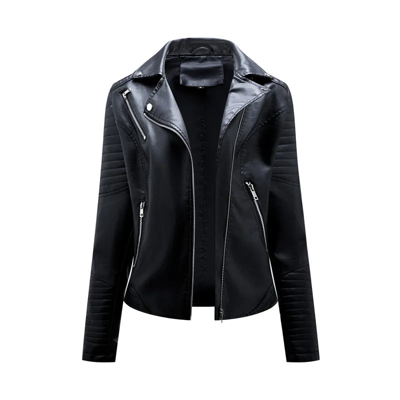 2026 New Fashion Women Faux Leather Jacket, Spring Autumn Zipper Casual Pu Coat, Female Biker Outerwear Ladies Clothes S-XXXL