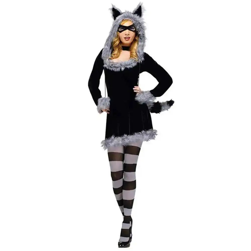 Halloween Cosplay Deluxe Plush Monster Animal Costume Adult Fox Cat Girl Cosplay Costume Halloween Costumes Women Fancy Party