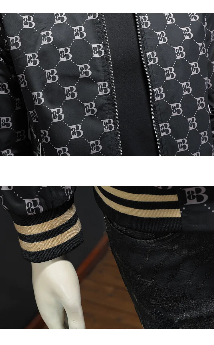 Luxury Letter Printed Baseball Jacket Men Autumn Winter Bomber Jacket Men Casual Business Windbreaker Coat Men Clothing 2025
