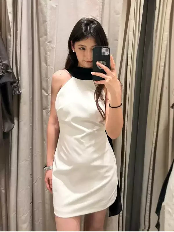 Women's Dress 2025 Halter White Mini Dress Off Shoulder Elegant Party Dresses Woman Summer Backless Short Dresses Vestidos Sexy