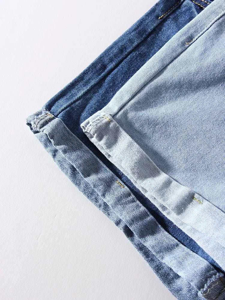 MiuKoMiYa Blue Jeans Shorts Women Summer 2025 Straight Denim Pants Ladies Short Jeans Feminino Women's Denim Shorts High Waisted