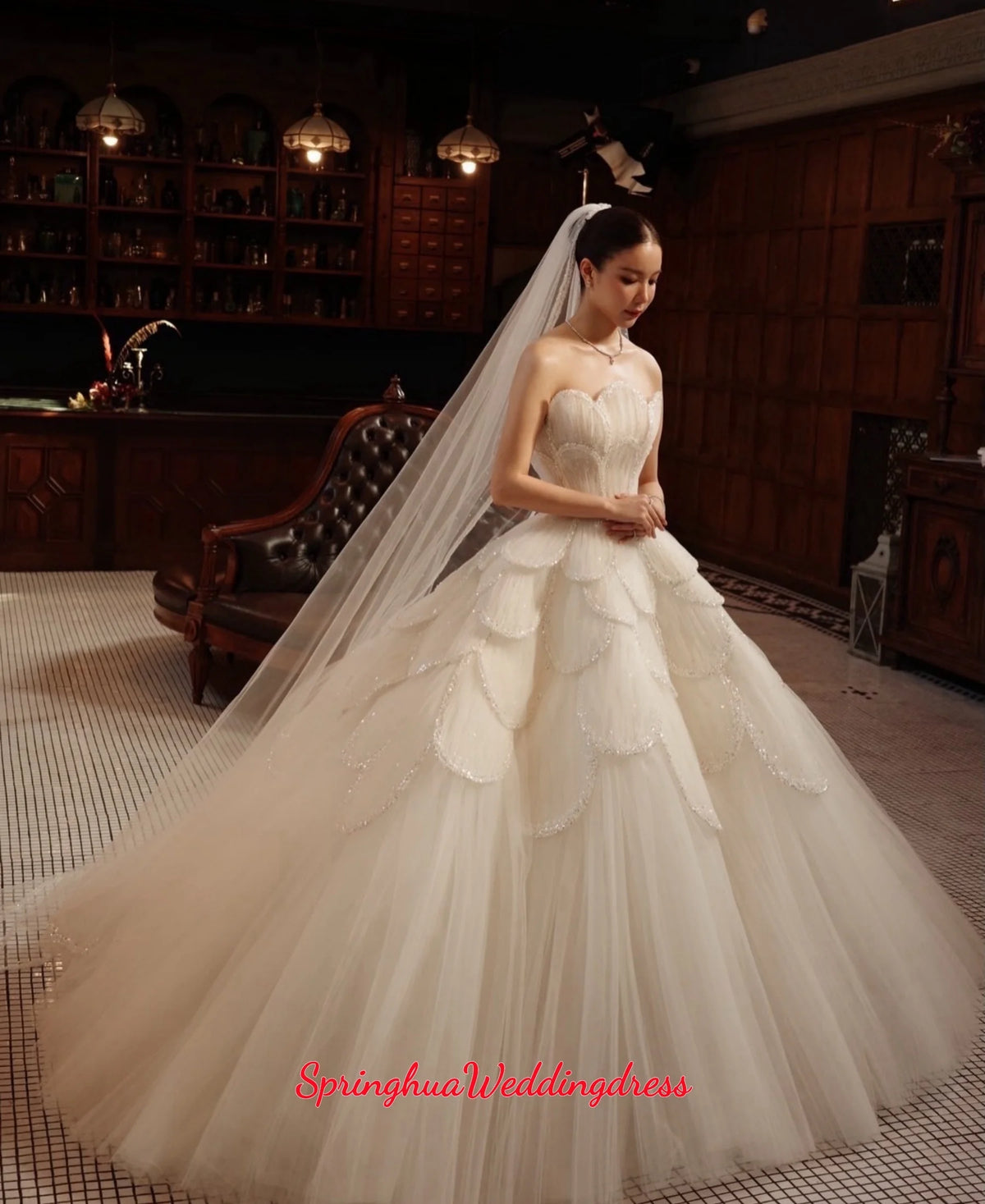 Customized Luxury Glittery Ball Gown Strapless Sweetheart wedding Dresses Sparkly evening dress Vestidos De Novia