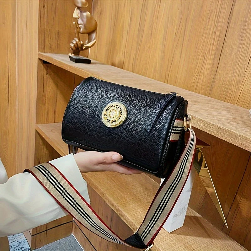 Genuine Leather Crossbody Bag, Stylish Black, Camel, Green Women's Trendy Handbag Single Shoulder Bag with Adjustable Strap